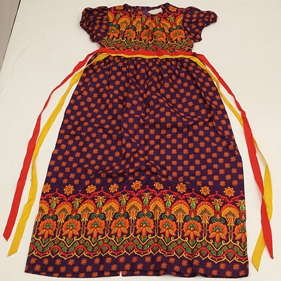 Rare Psychedelic Peasant Dress Vintage 70's Girls - Picture 10 of 11